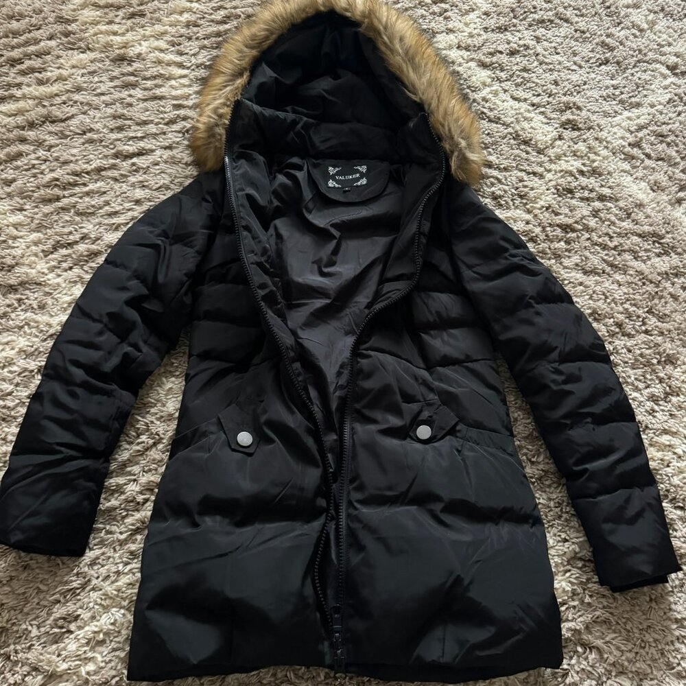 Valuker Women's Down Coat With Fur Hood With 90% Down Parka Winter Puffer Jacket - Picture 3 of 5